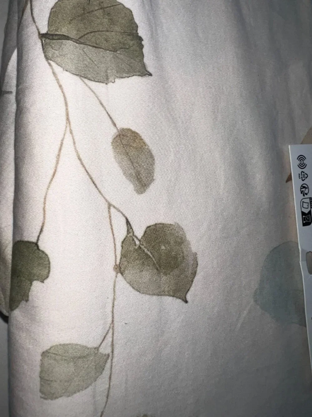 Zara Home King Duvet Cover Leaves Leaf Print Ivory Green 240x220cm Cotton sateen